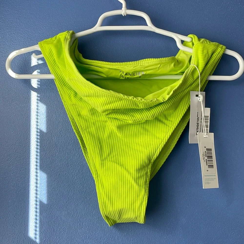 Frankie’s high leg lime green swim bottom Jenna ribb chartreuse apple NWT